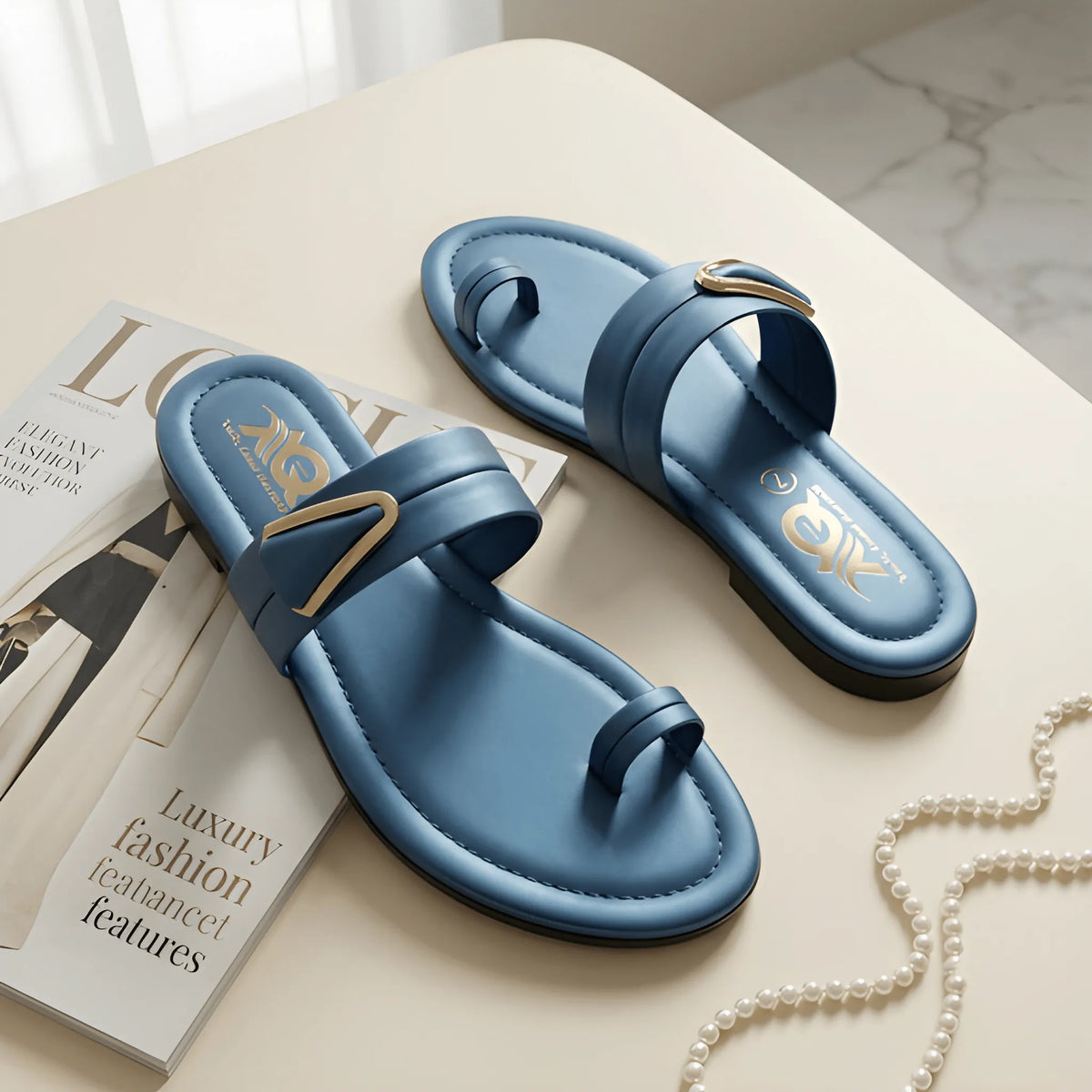 Toe Ring Flat Slipper - Blue