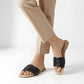 Black Faux Leather Flat