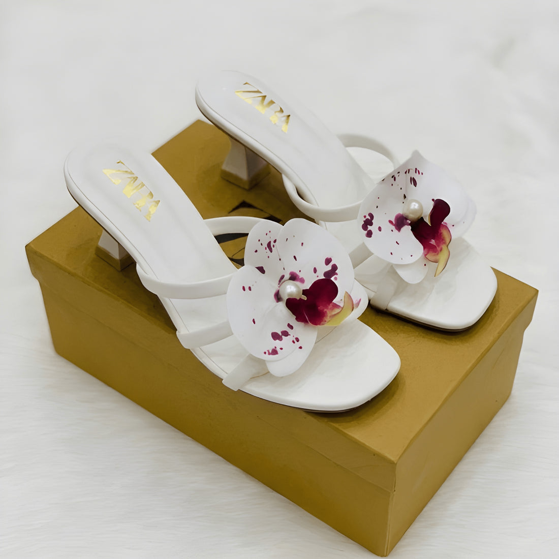 Blossom Flower Heel - White