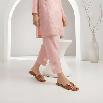 Butterfly Jewel Flat Slipper - Brown