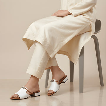 Chic Mini Heel with Grip Sole - White