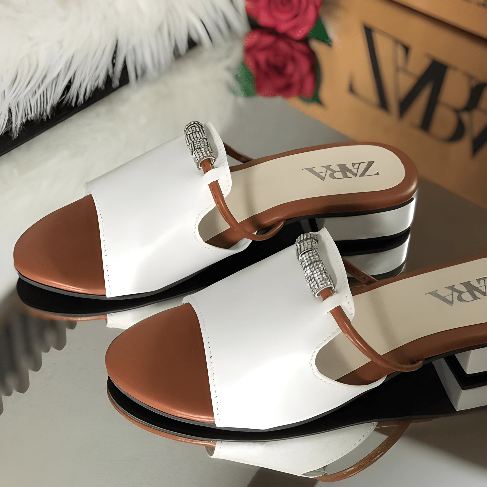Chic Mini Heel with Grip Sole - White