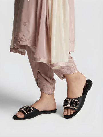 Classic Glossy Buckle Flat - Black