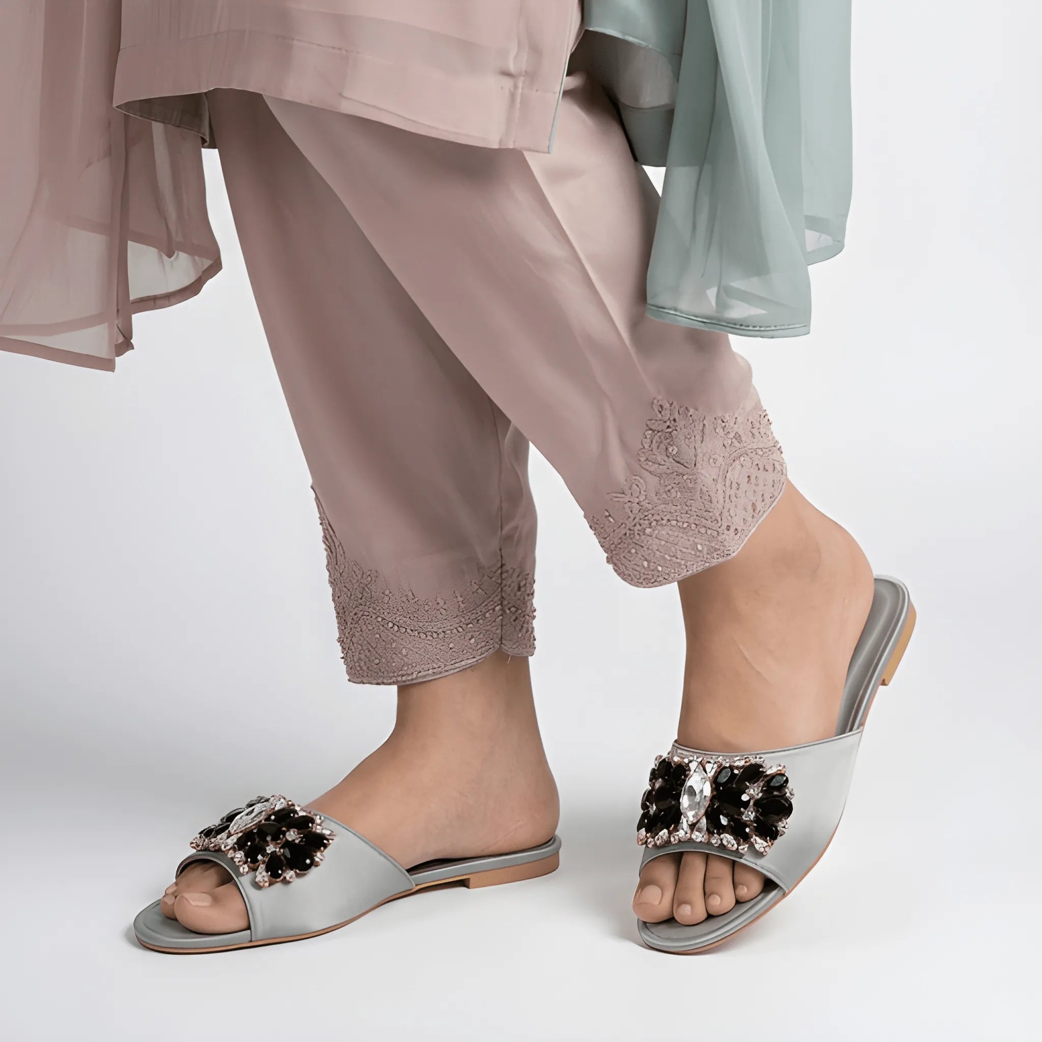 Classic Glossy Buckle Flat - Blue