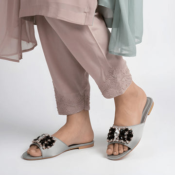 Classic Glossy Buckle Flat - Blue