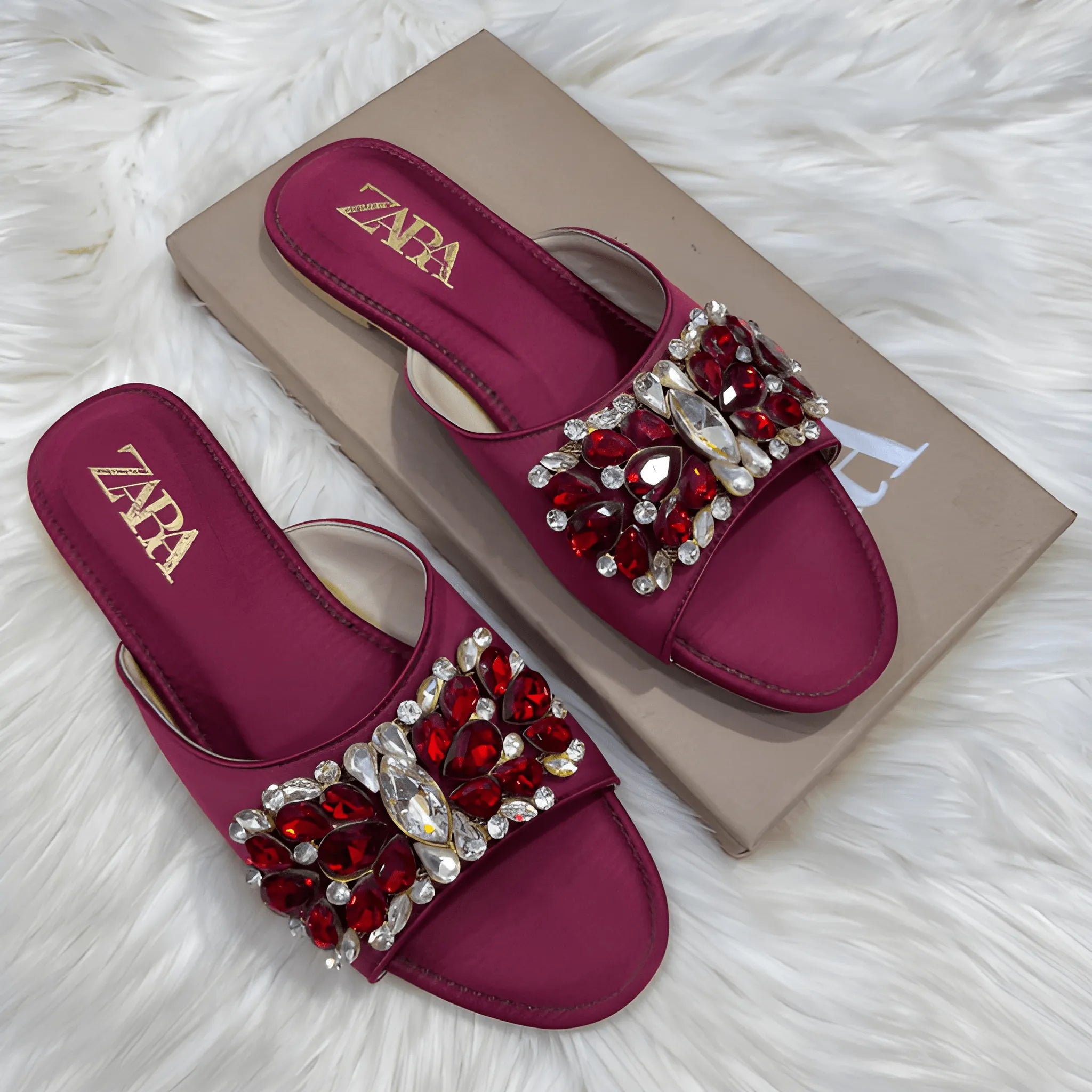 Classic Glossy Buckle Flat - Maroon