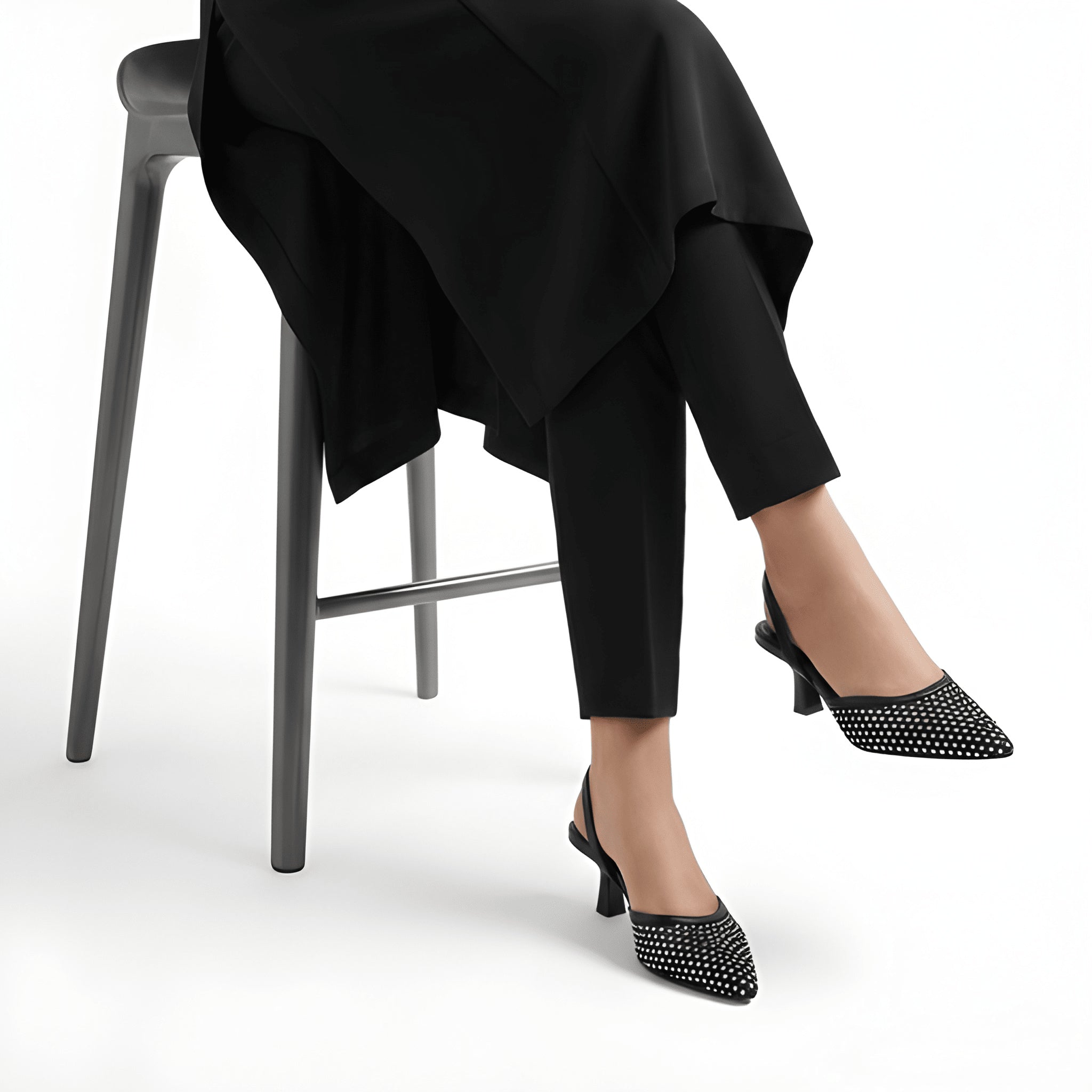 Crystal Accent Heel - Black
