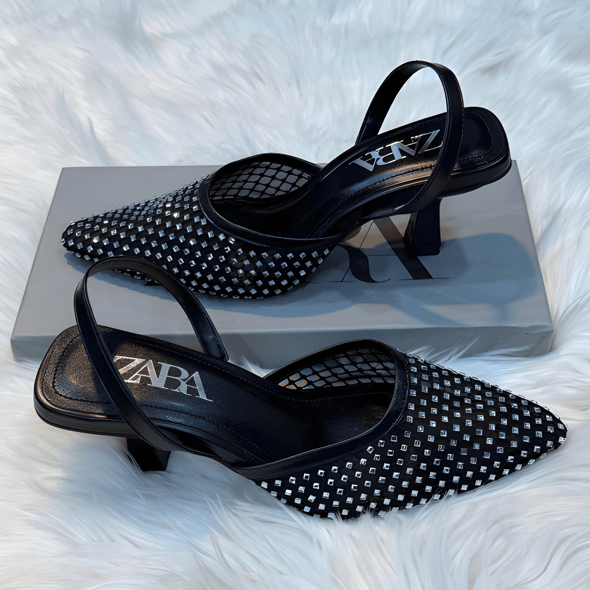 Crystal Accent Heel - Black