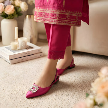 Crystal Broach Mules - Pink