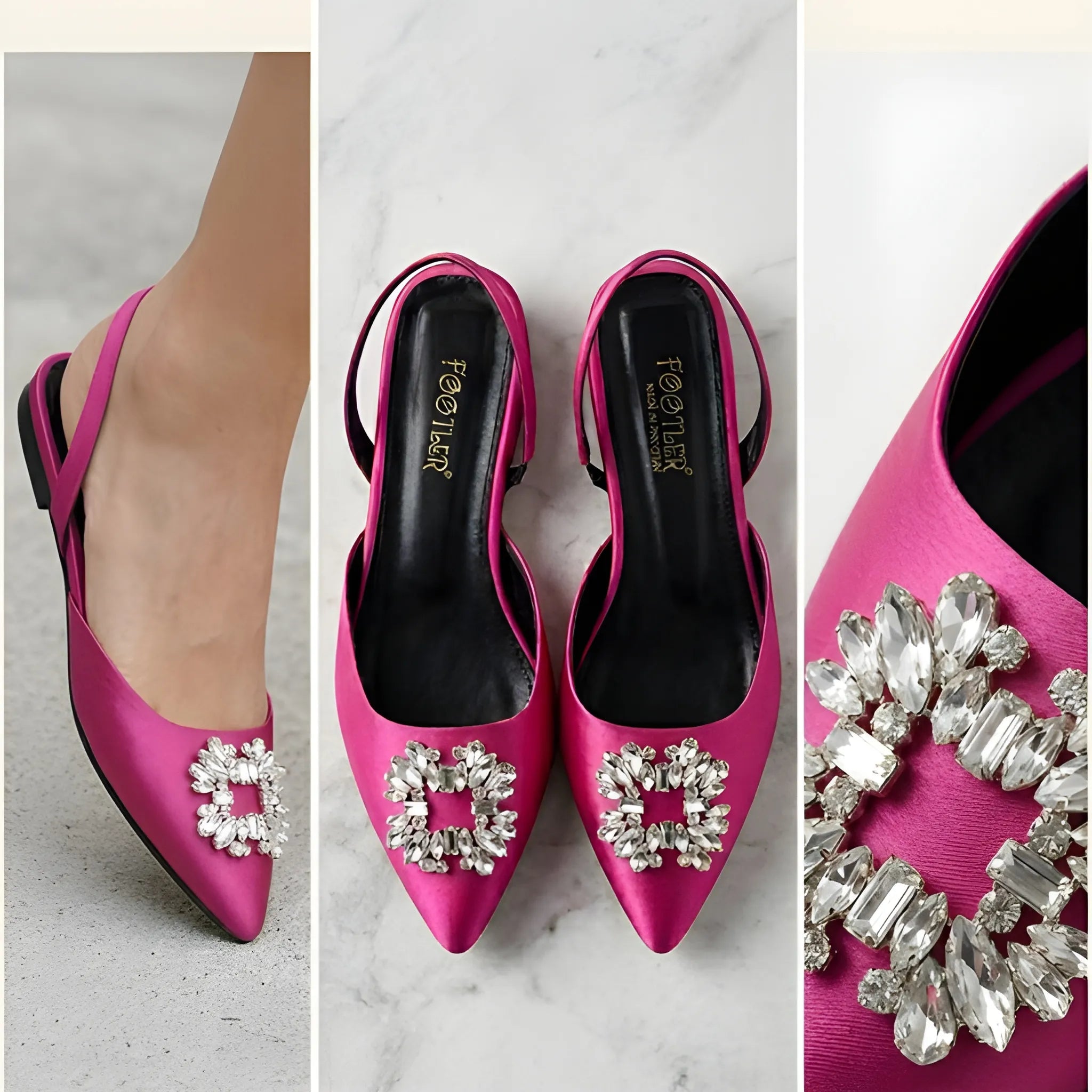 Crystal Broach Mules - Pink