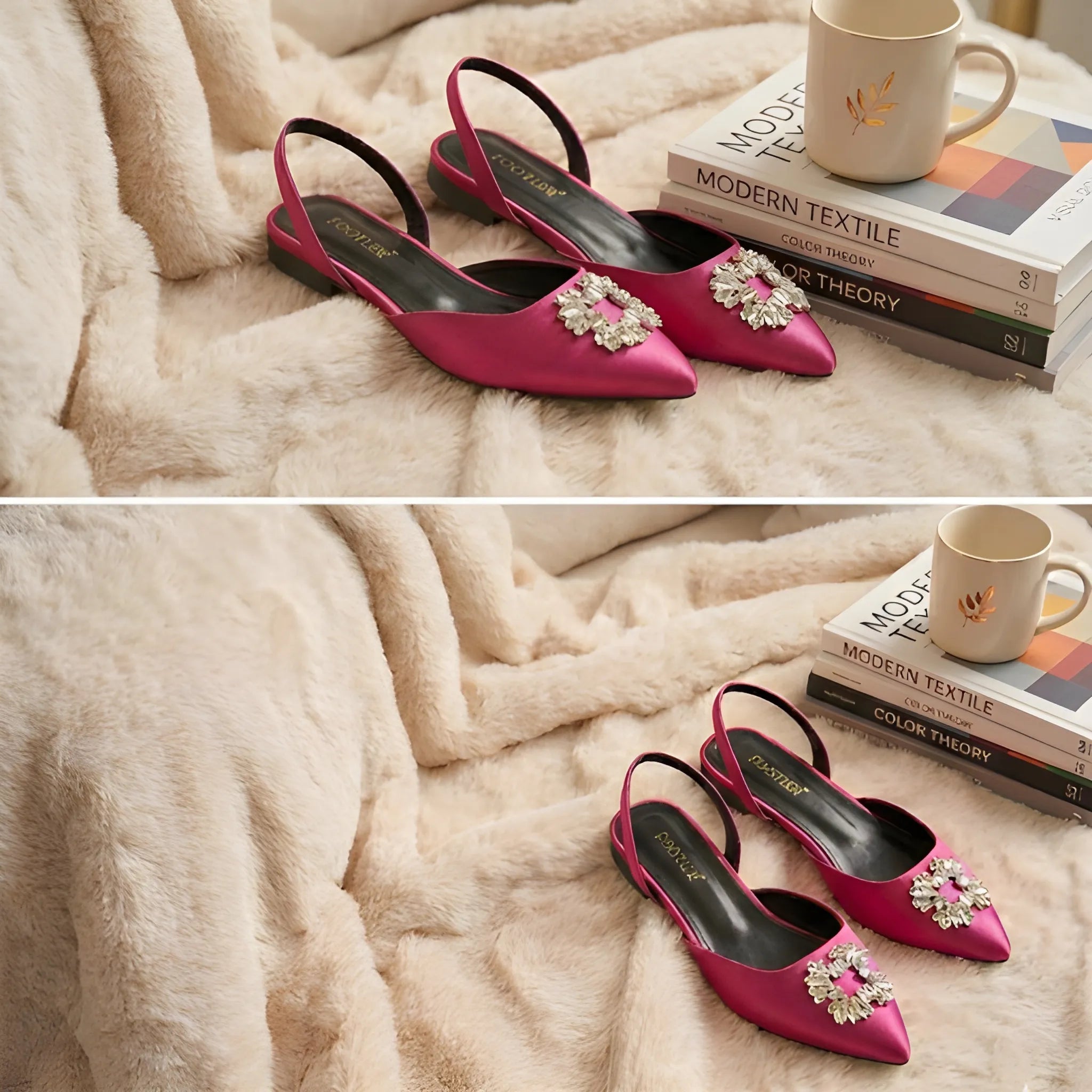 Crystal Broach Mules - Pink