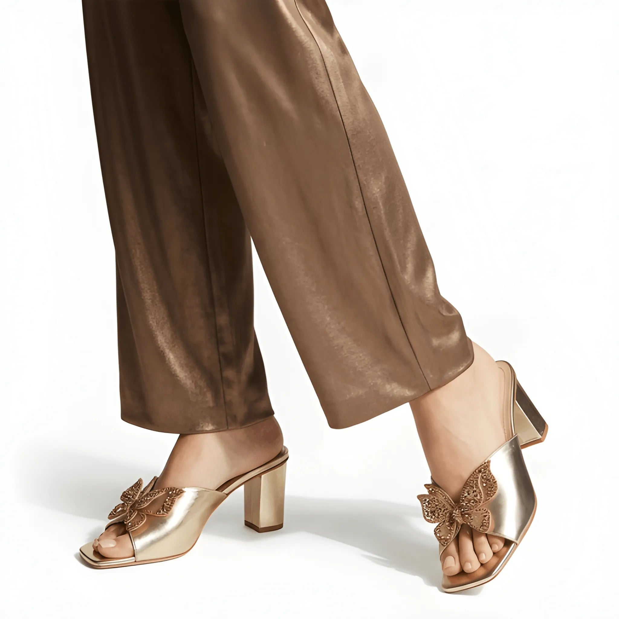 Crystal Charm Heel - Gold