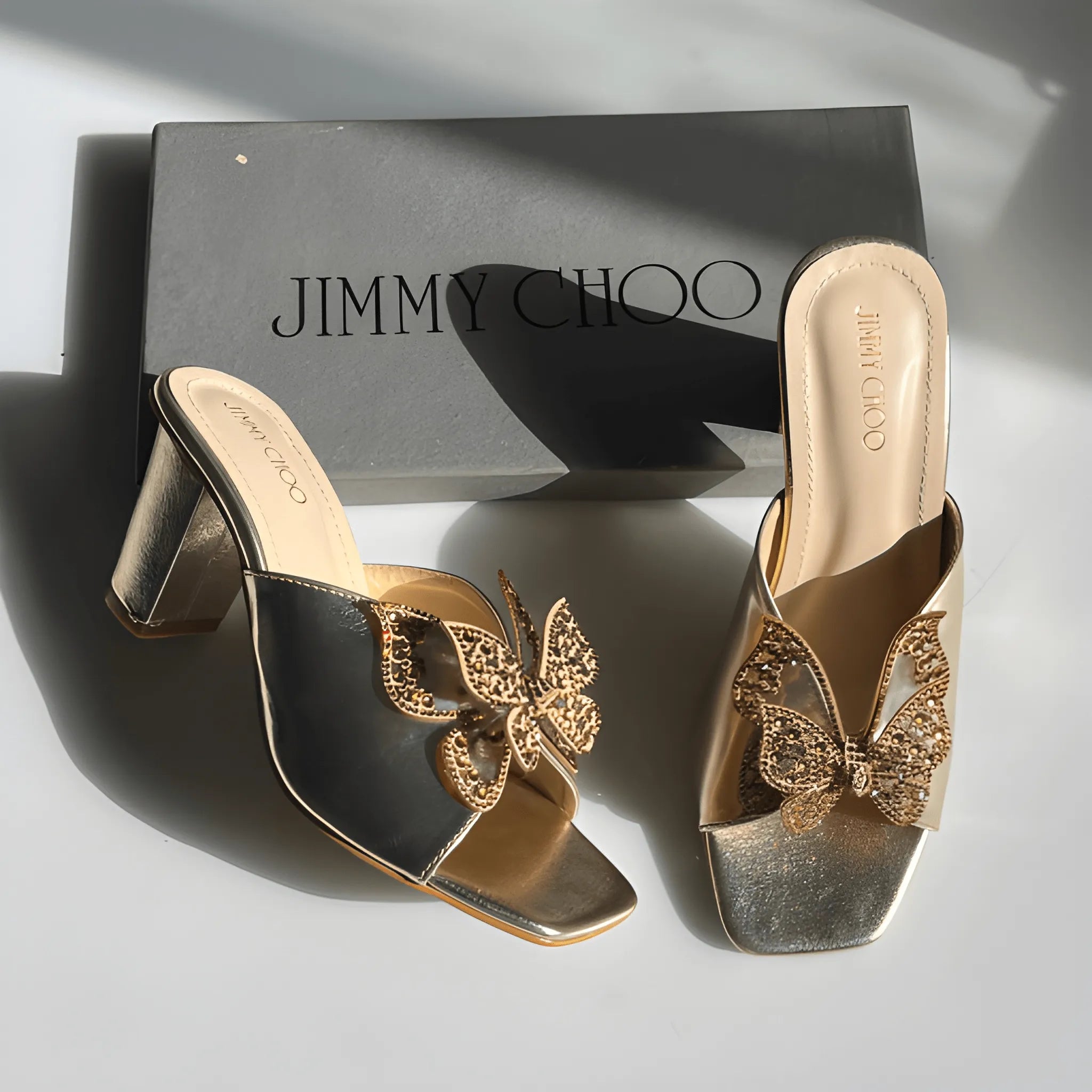 Crystal Charm Heel - Gold
