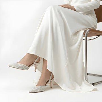 Crystal Charm Heel - White