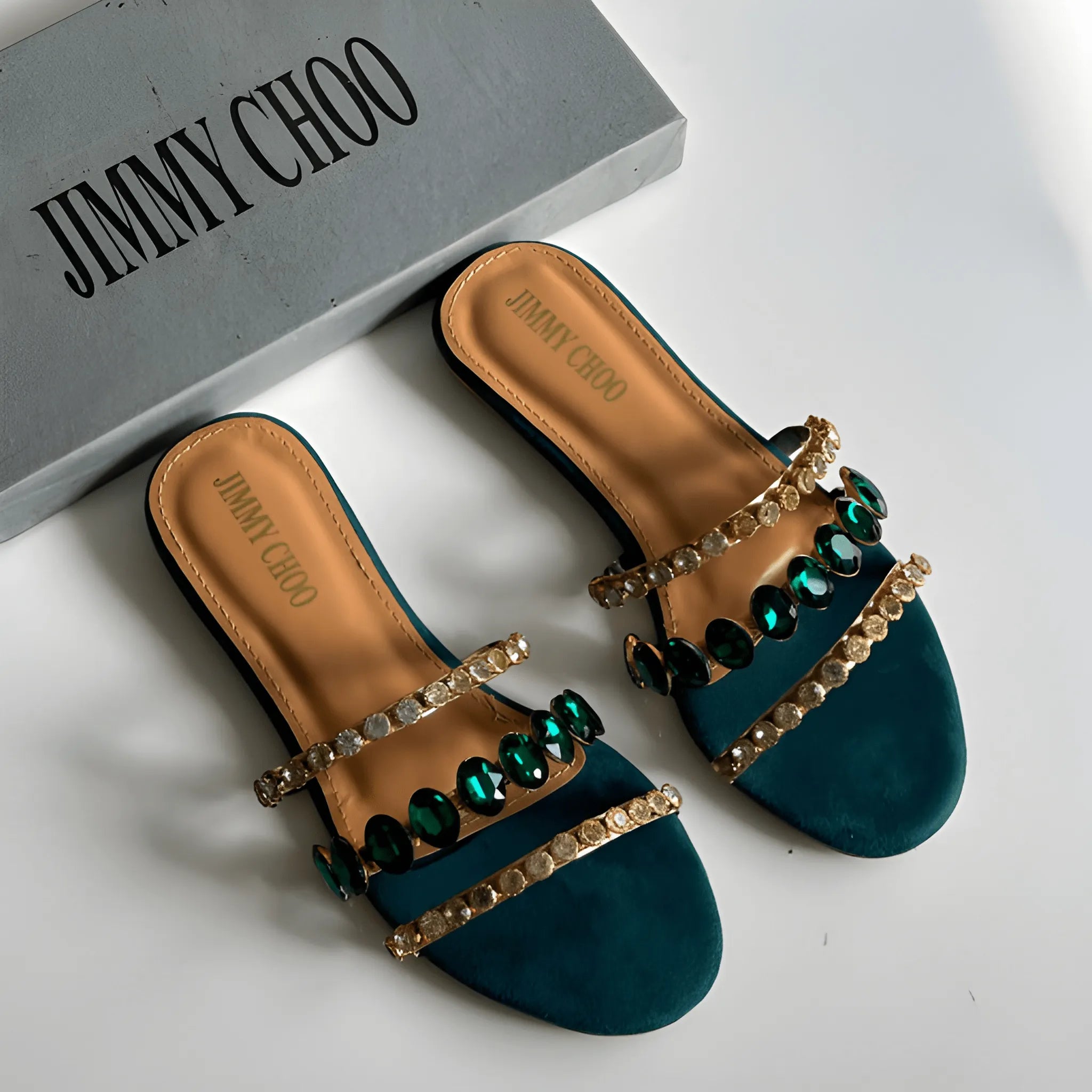 Crystal Muse Flat Slipper - Green