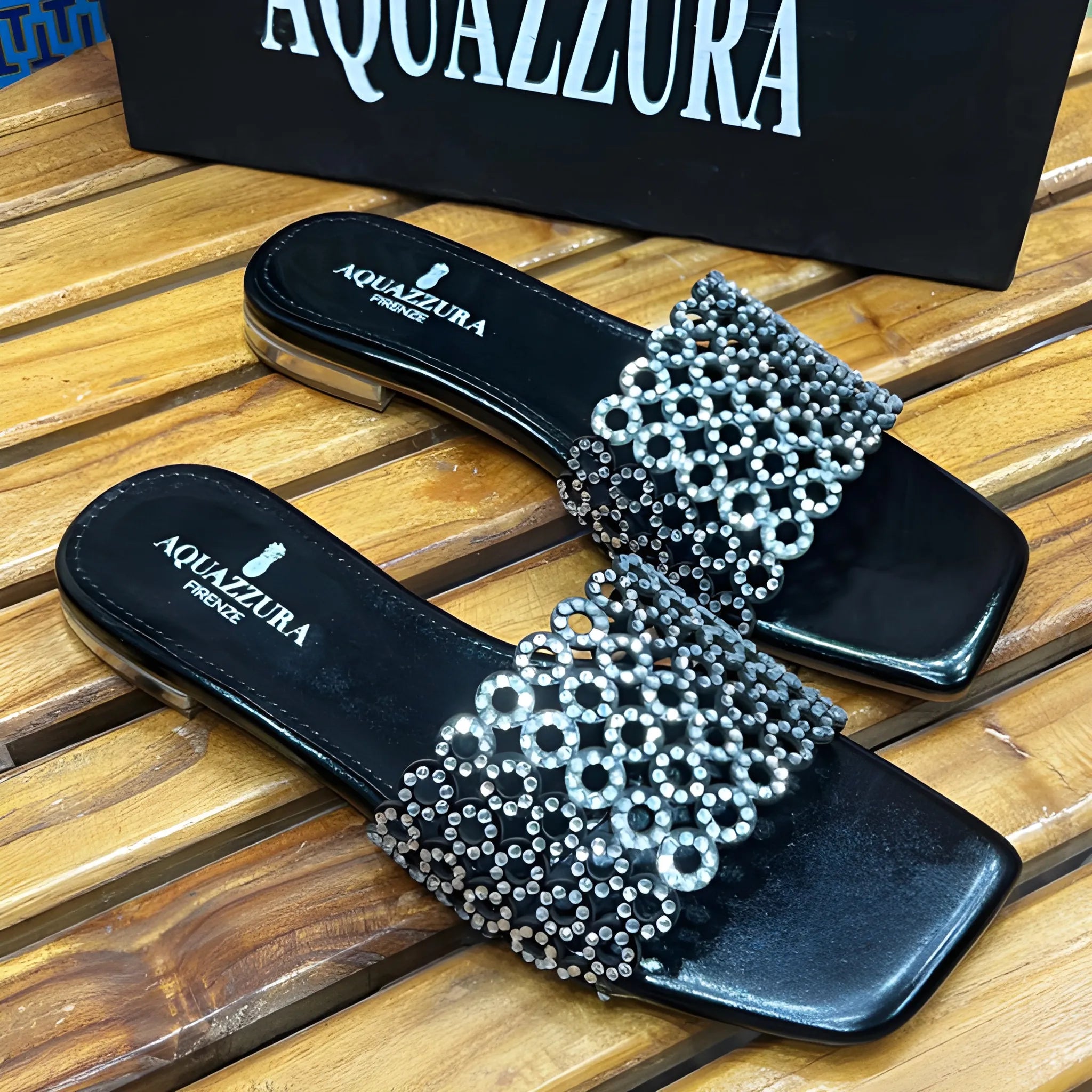Crystal Ring Stone Flat - Black