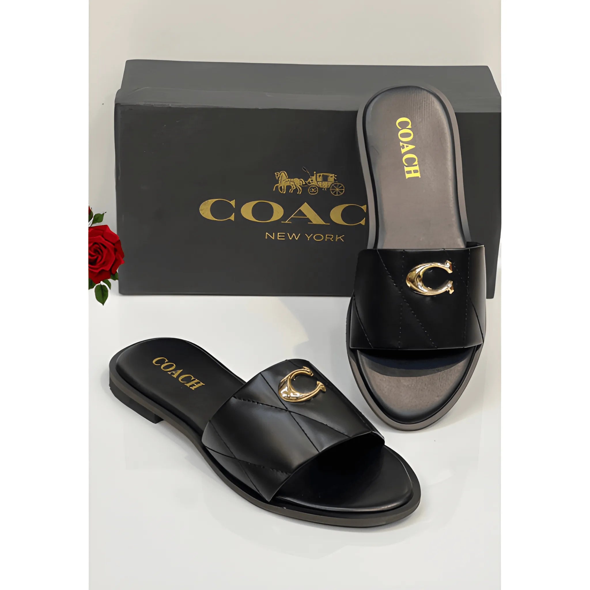 Designer-Inspired Flat Slipper - Black