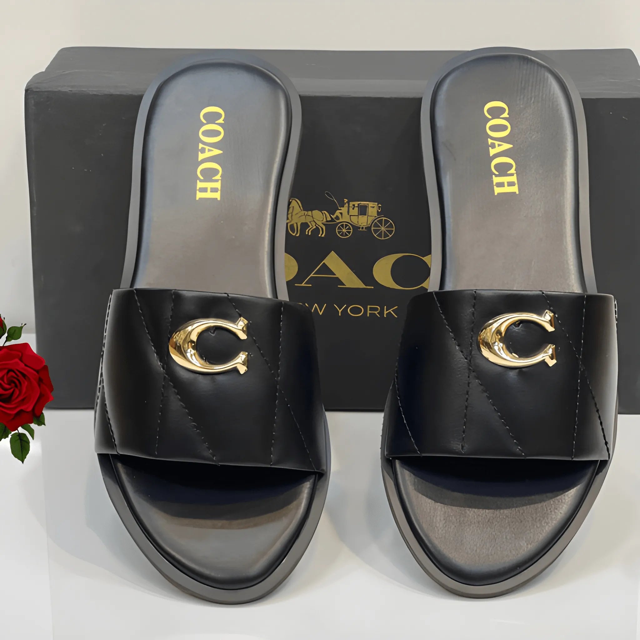 Designer-Inspired Flat Slipper - Black
