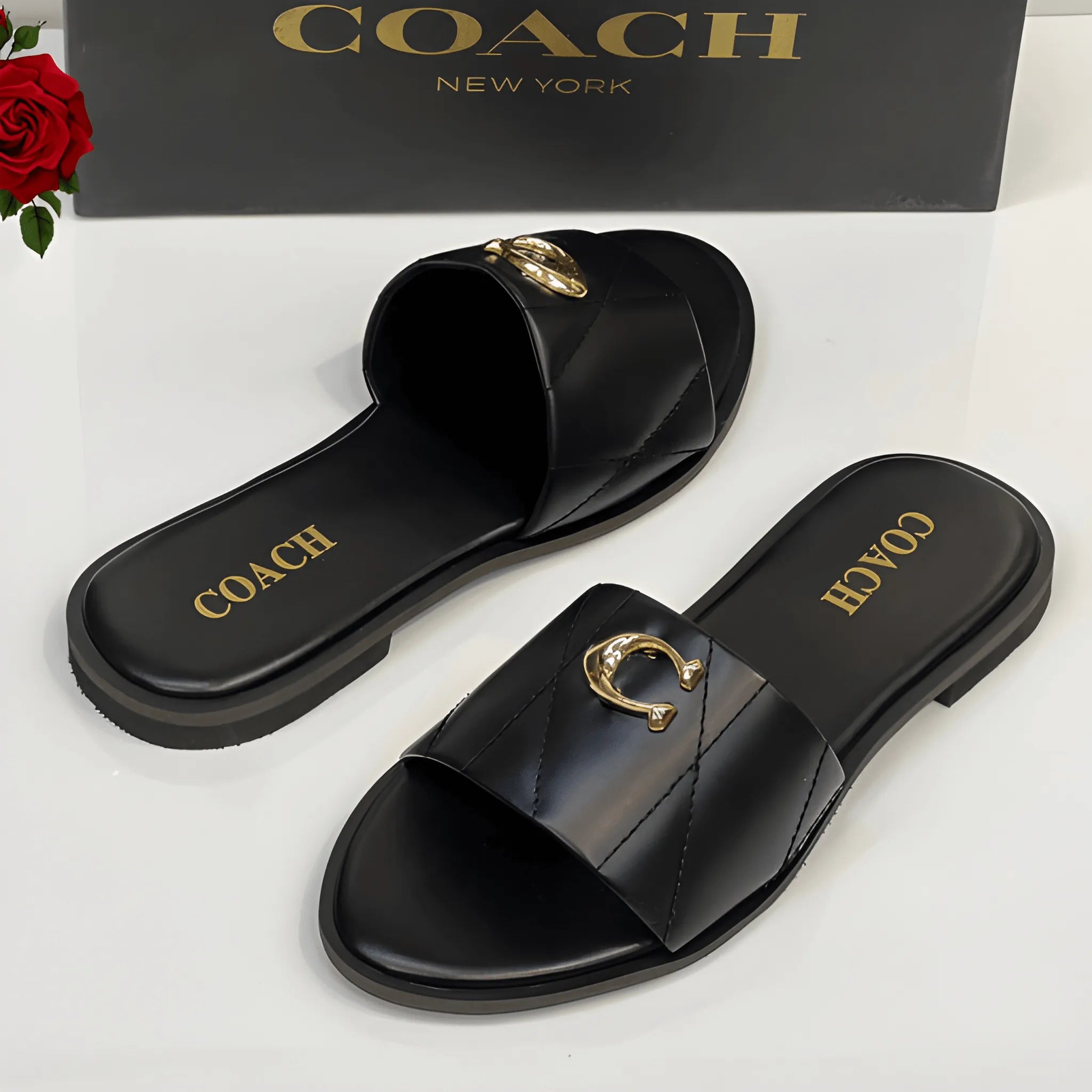 Designer-Inspired Flat Slipper - Black