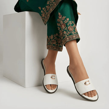 Designer-Inspired Flat Slipper - White