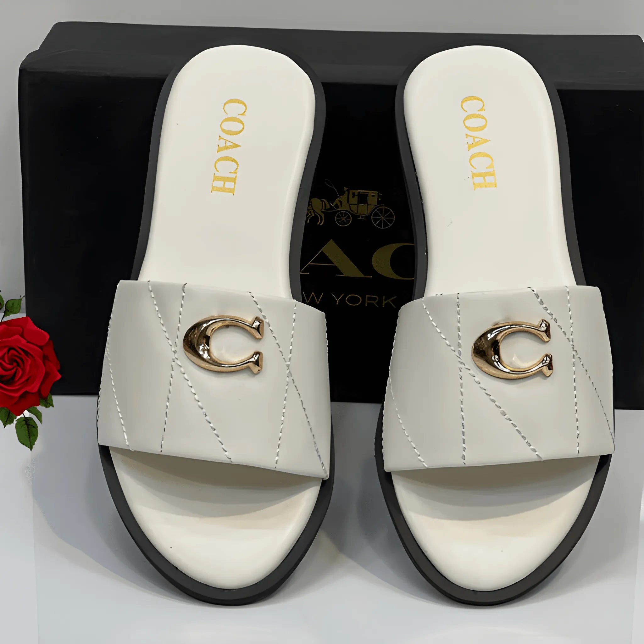 Designer-Inspired Flat Slipper - White