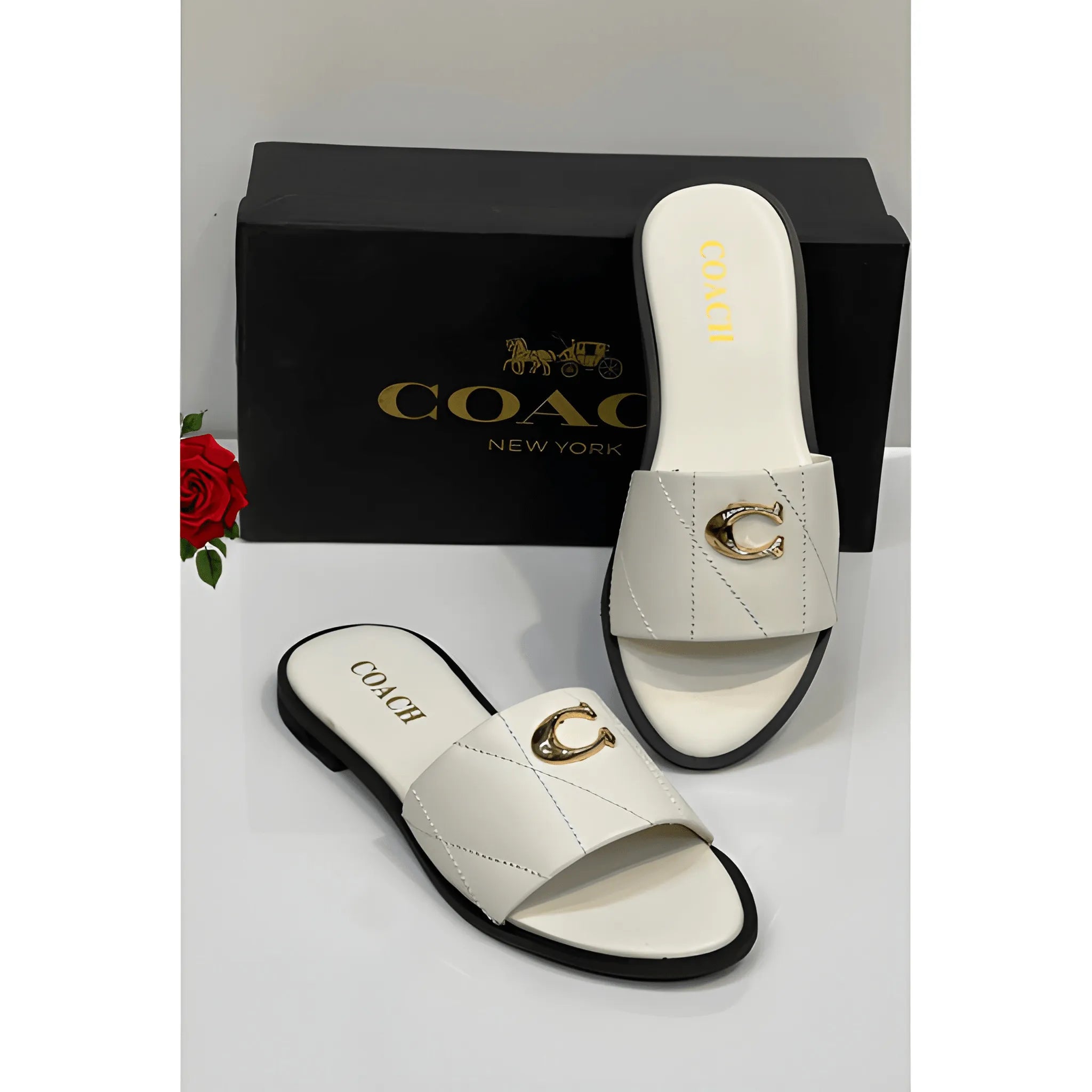 Designer-Inspired Flat Slipper - White