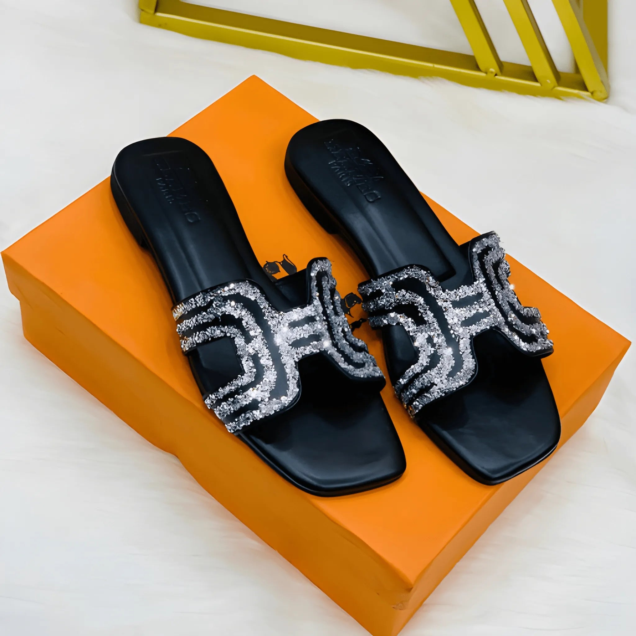 Diamond Accent Flat Slipper - Black