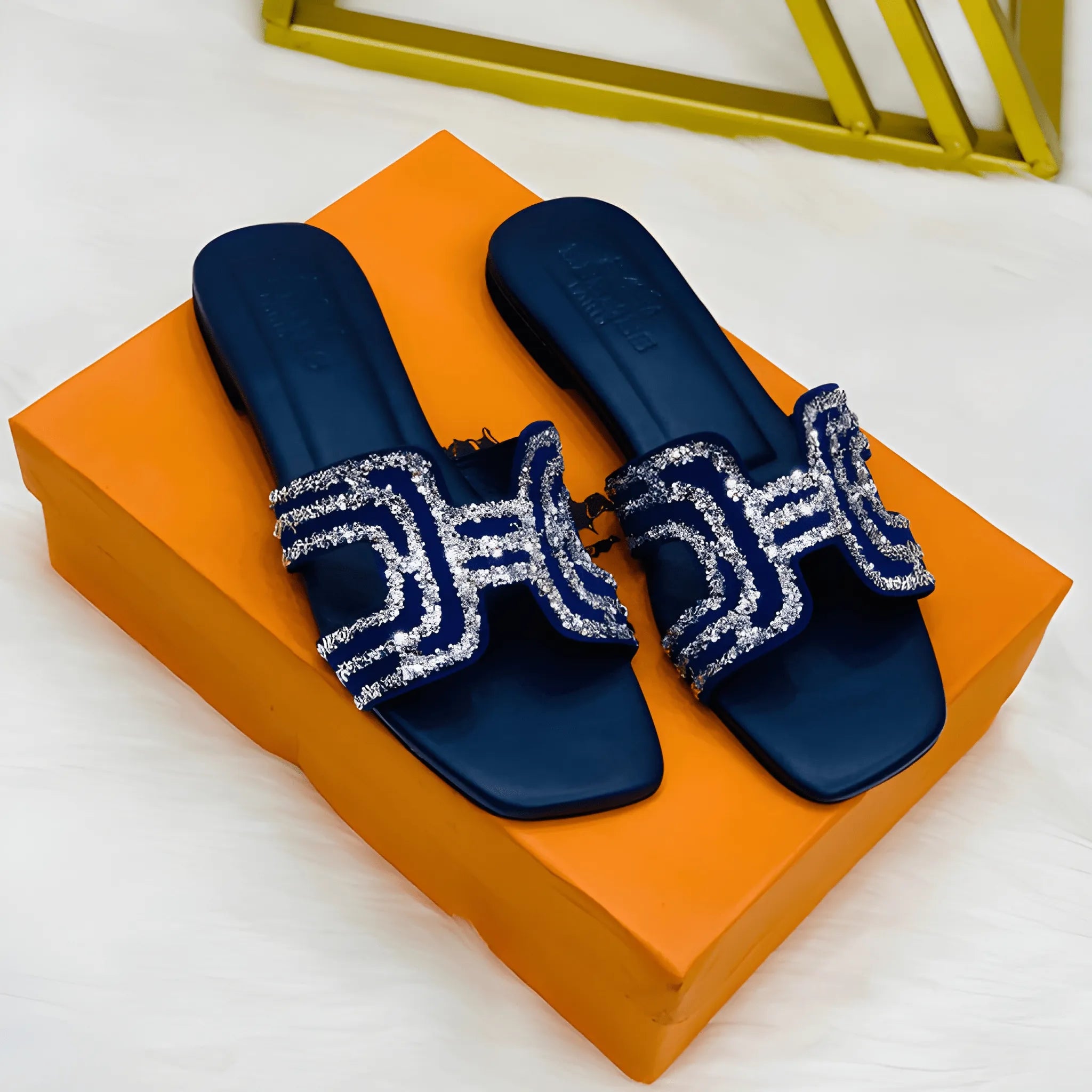 Diamond Accent Flat Slipper - Black
