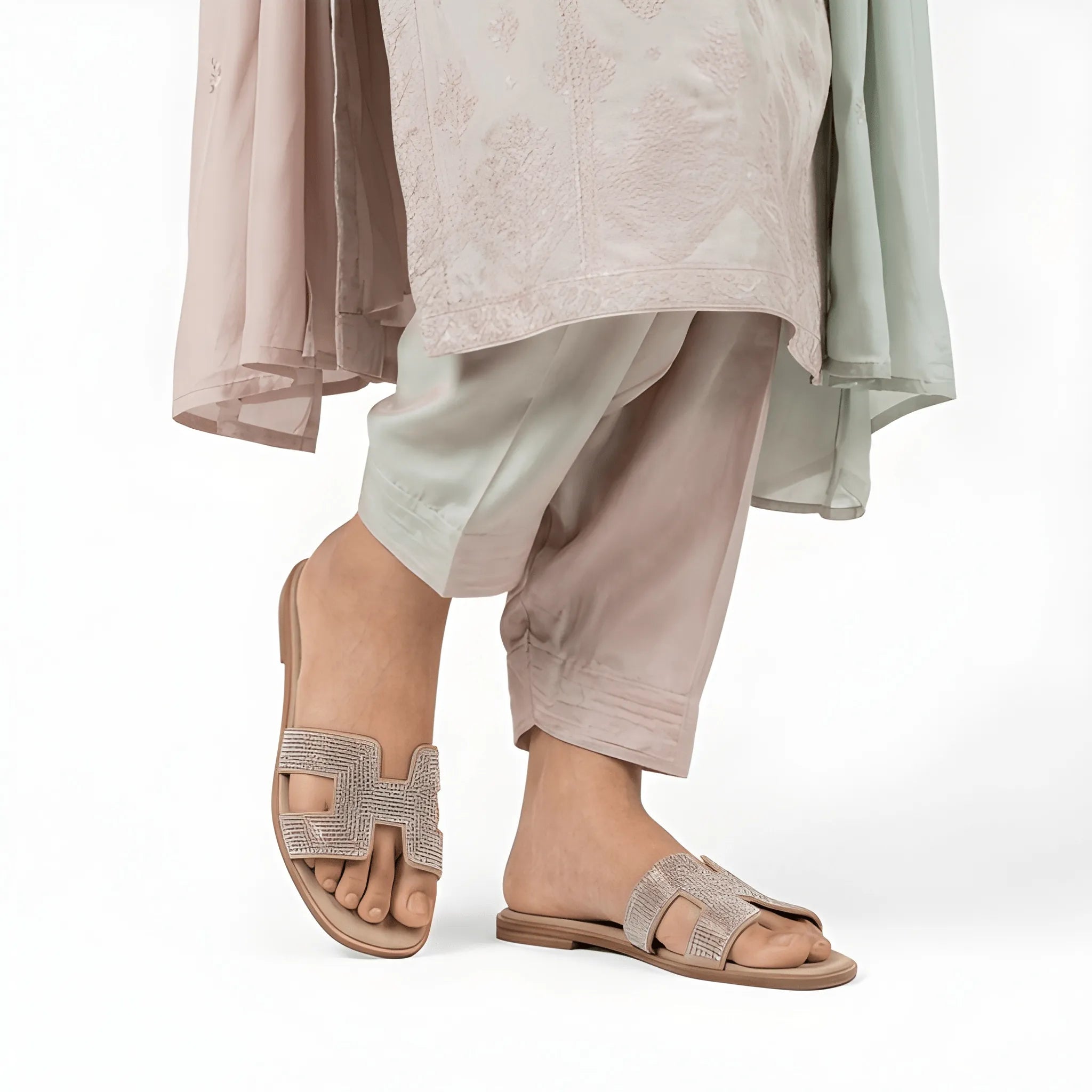 Diamond Accent Flat Slipper - Brown