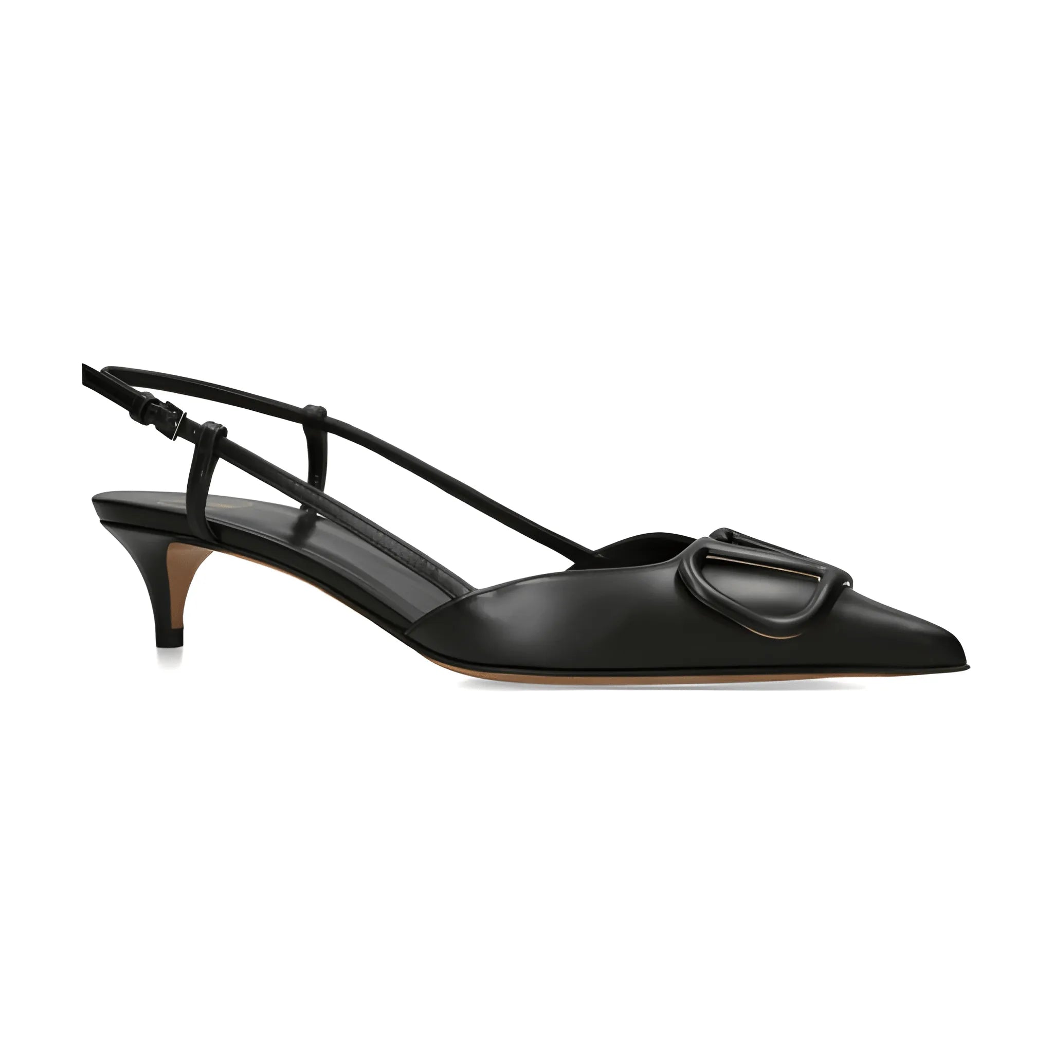 Elegant Buckle Detail Heel - Black