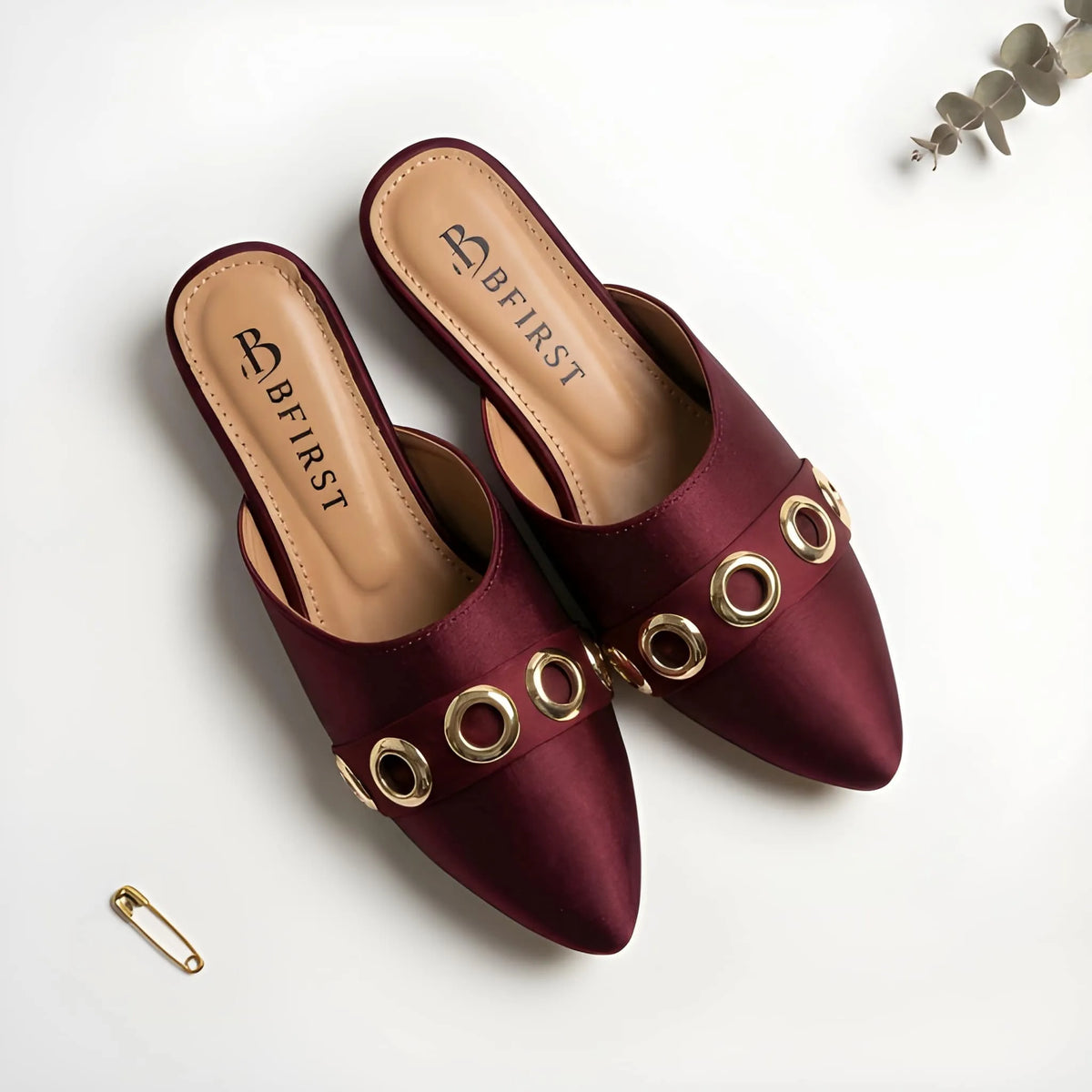 Elegant Embellished Mule - Maroon