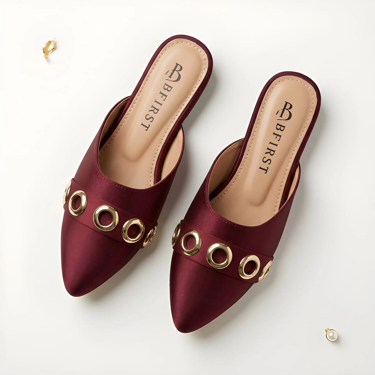 Elegant Embellished Mule - Maroon