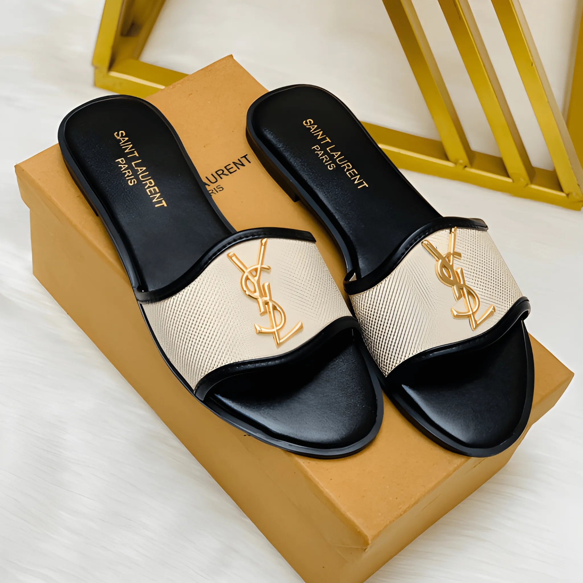 Elegant Jute Slide Slipper - Black