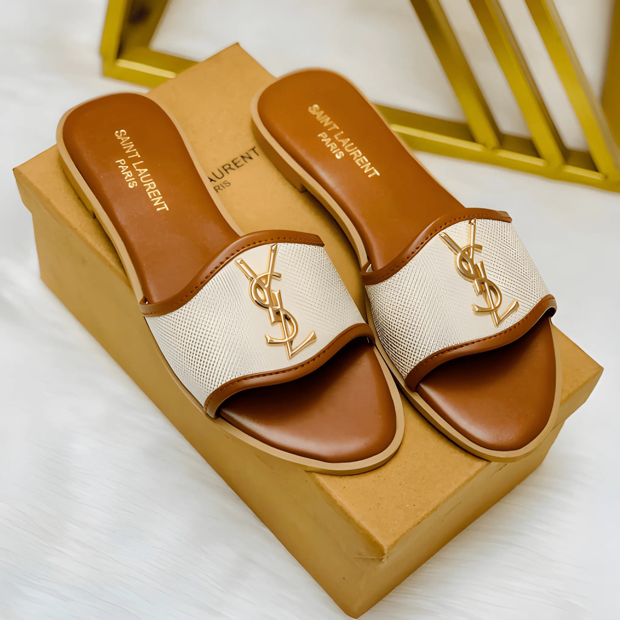 Elegant Jute Slide Slipper - Mustard
