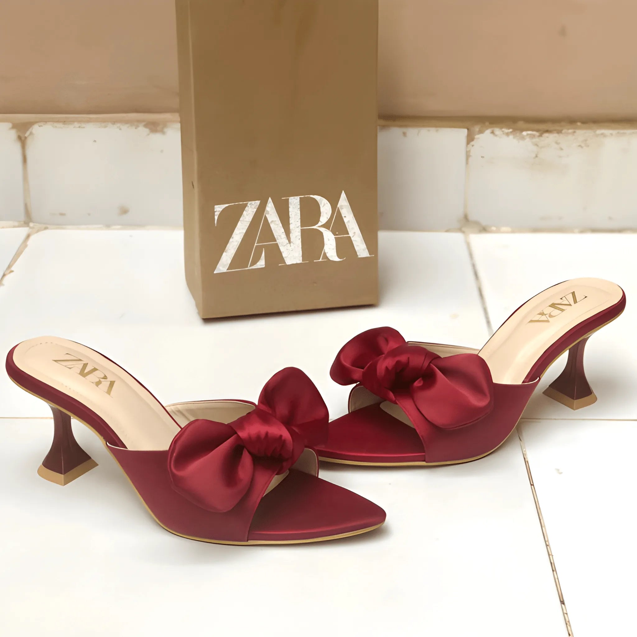Glam Bow Detail Heel - Maroon