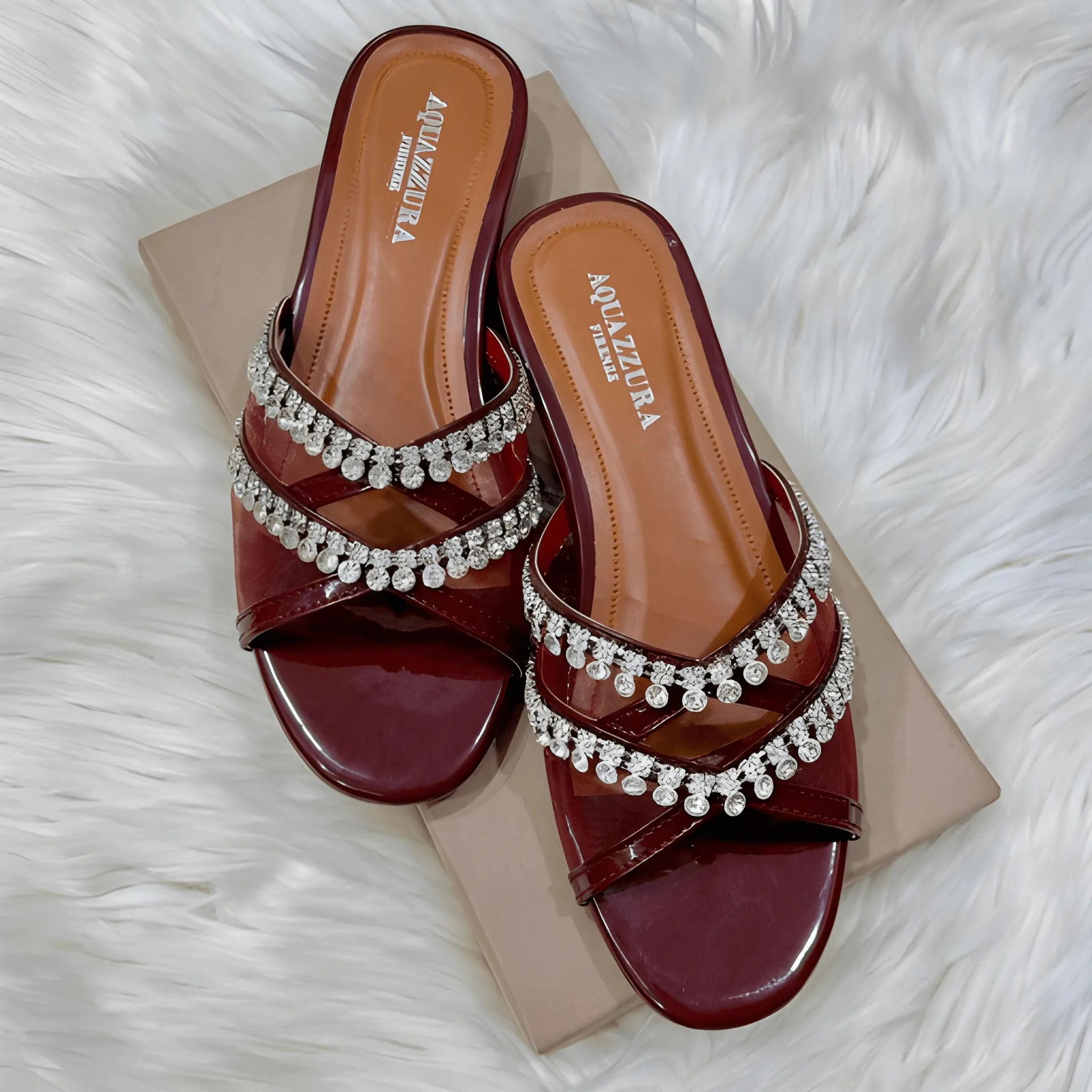 Lace Up Tie Flat - Maroon