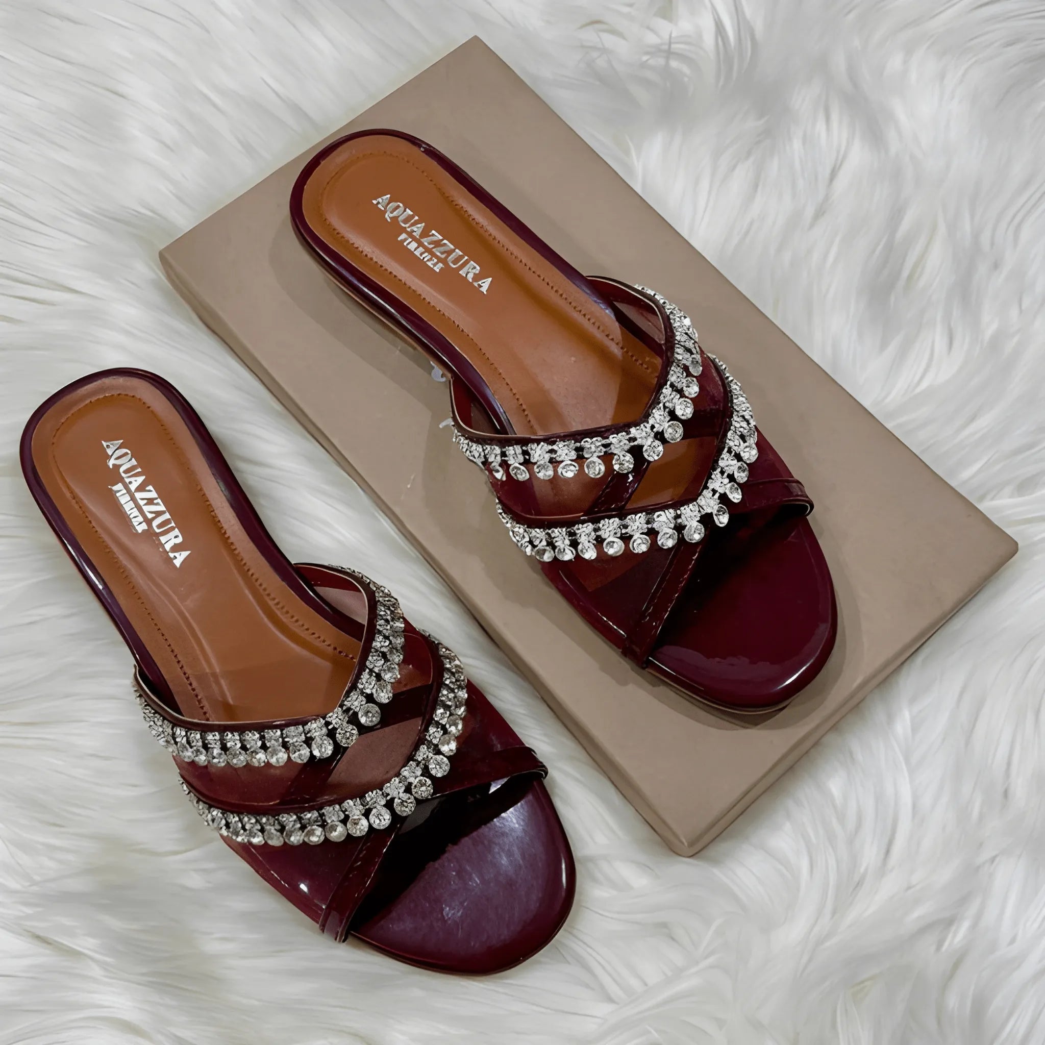 Lace Up Tie Flat - Maroon