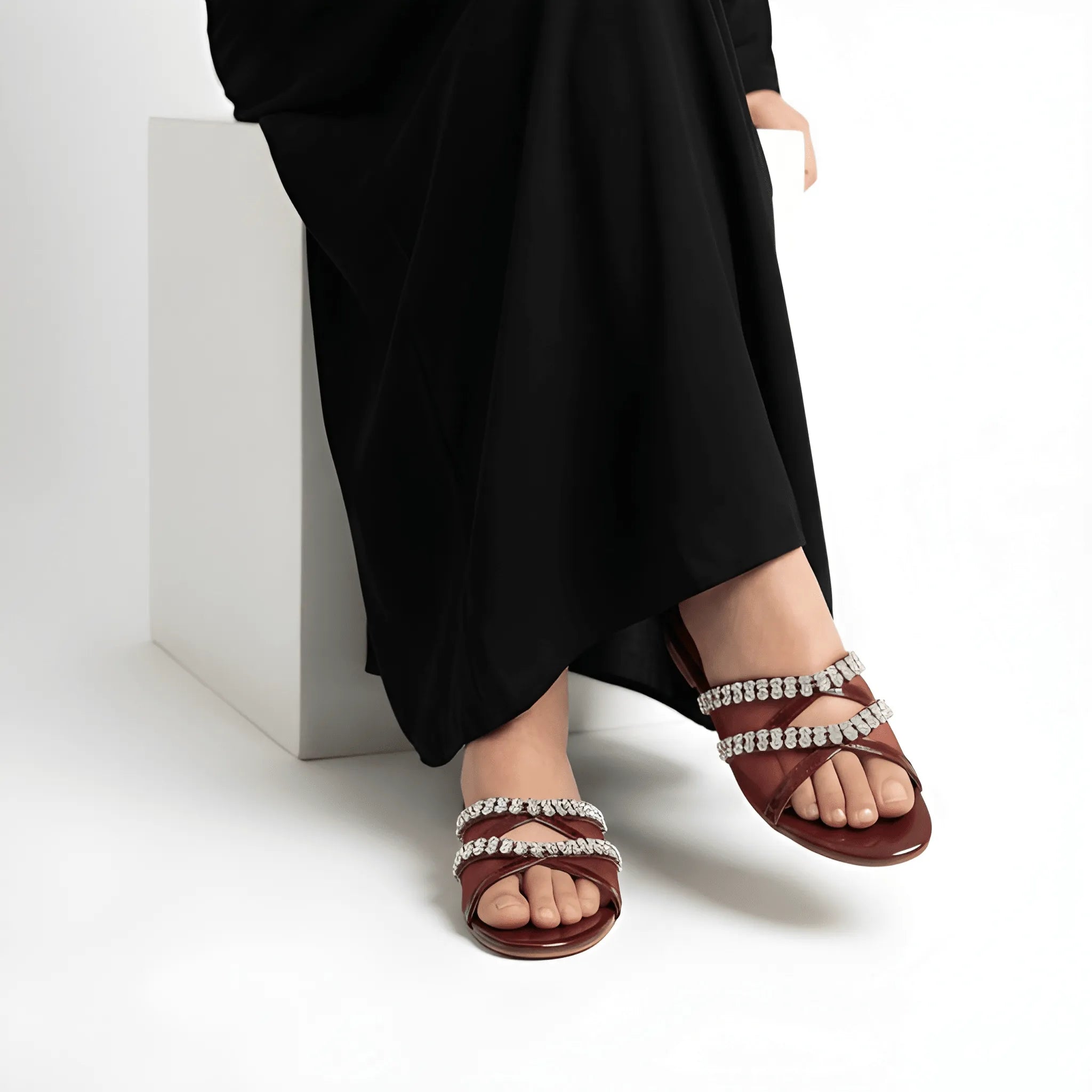 Lace Up Tie Flat - Maroon