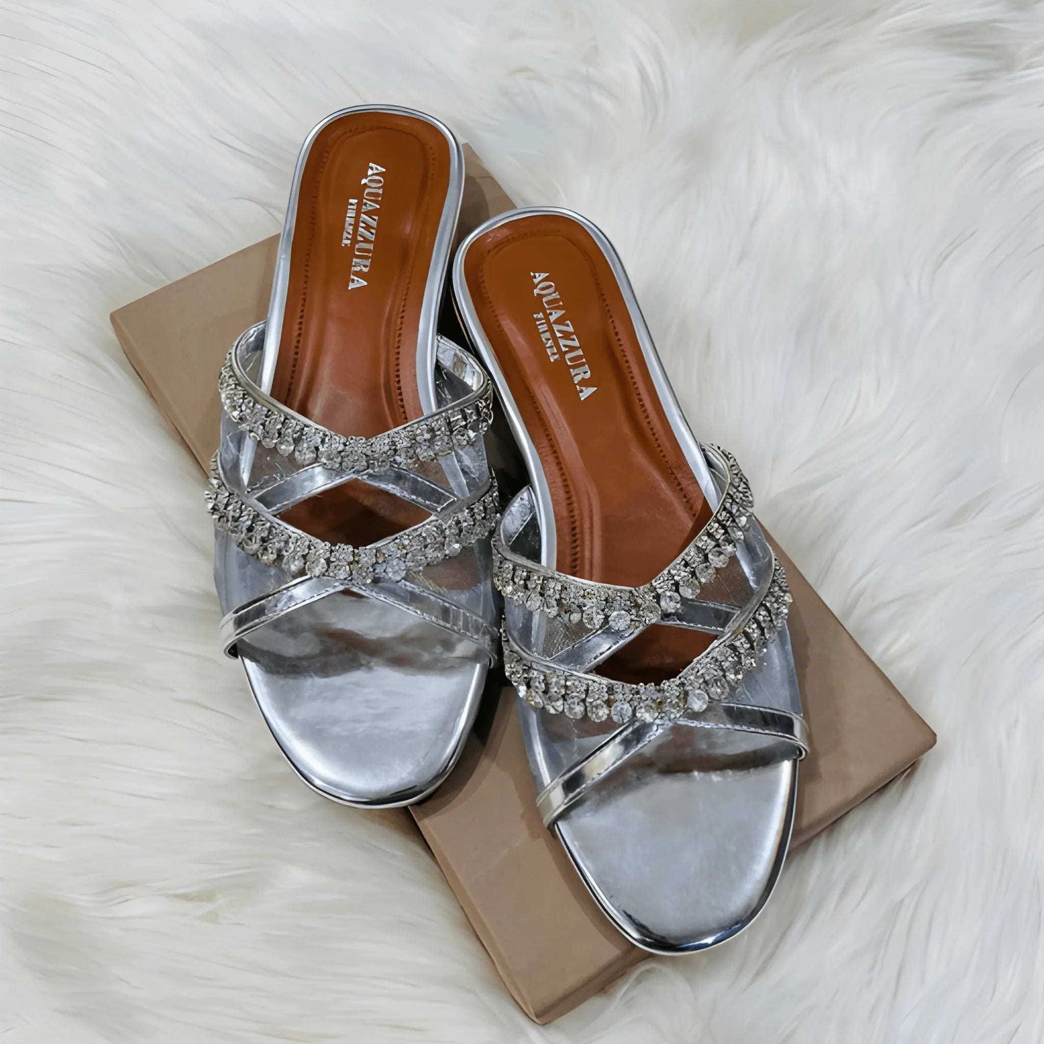 Lace Up Tie Flat - Silver