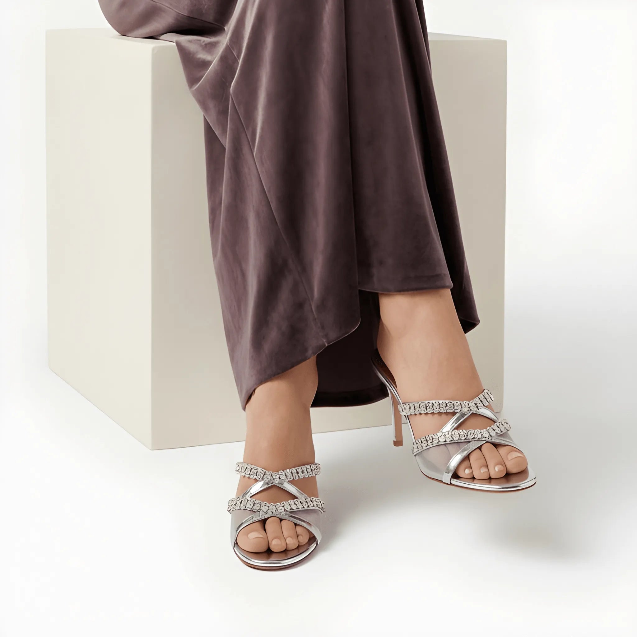 Lace Up Tie Flat - Silver