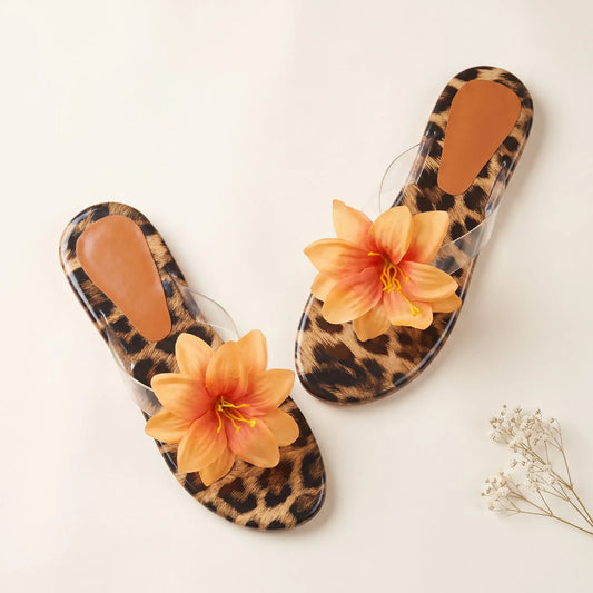 Leopard Luxe Clear Slide