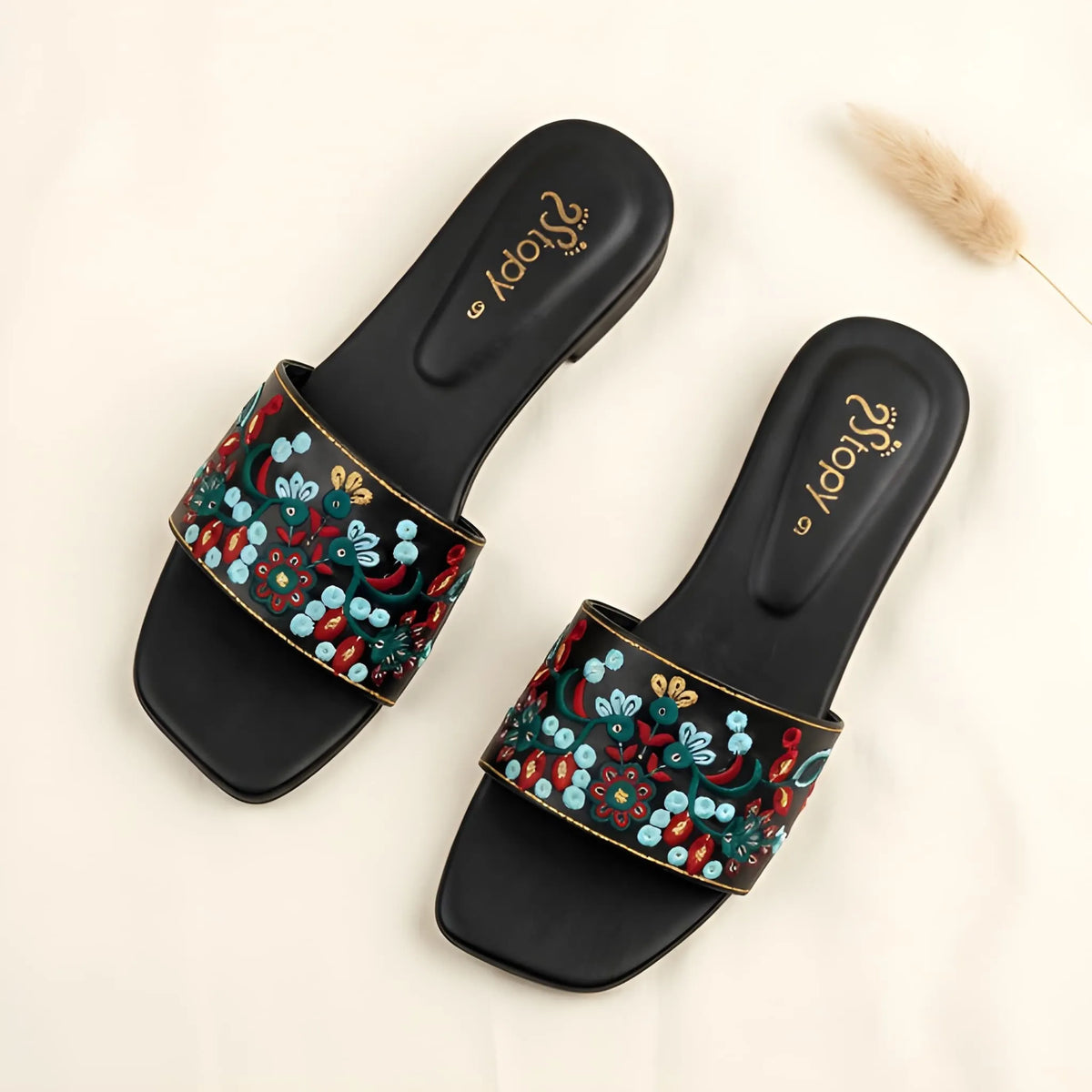 Luxe Bloom Embroidery Slipper