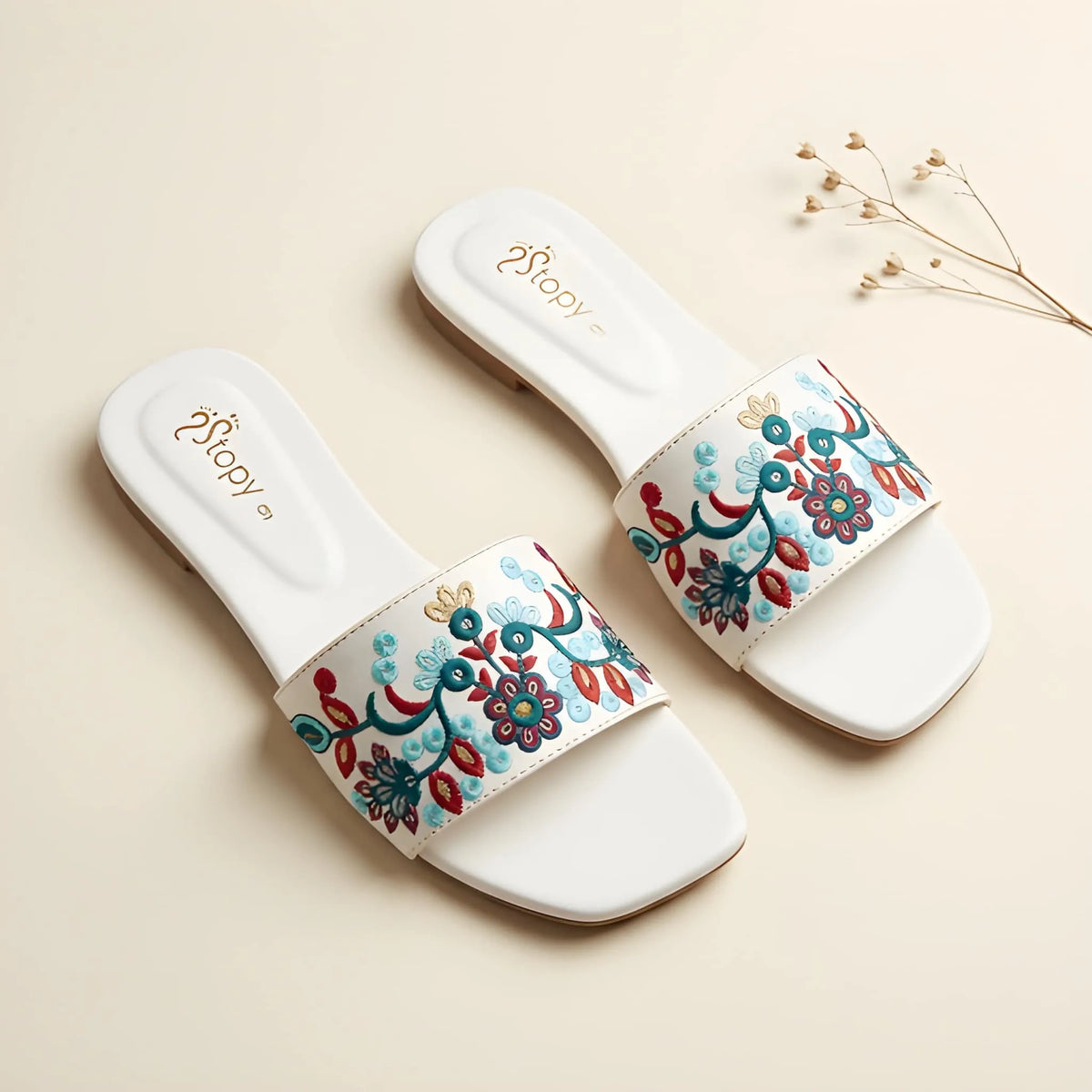 Luxe Bloom Embroidery Slipper