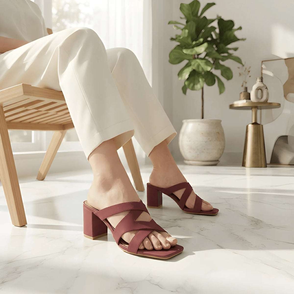 Maroon Burgundy Strappy Heel