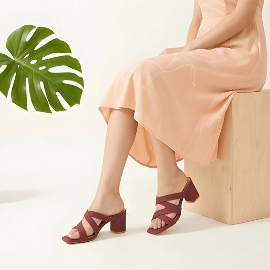 Maroon Burgundy Strappy Heel