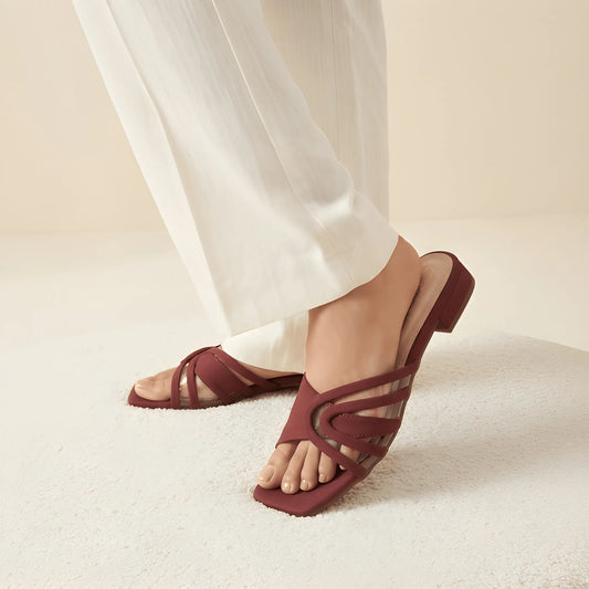 Maroon Leaf Cutout Heel