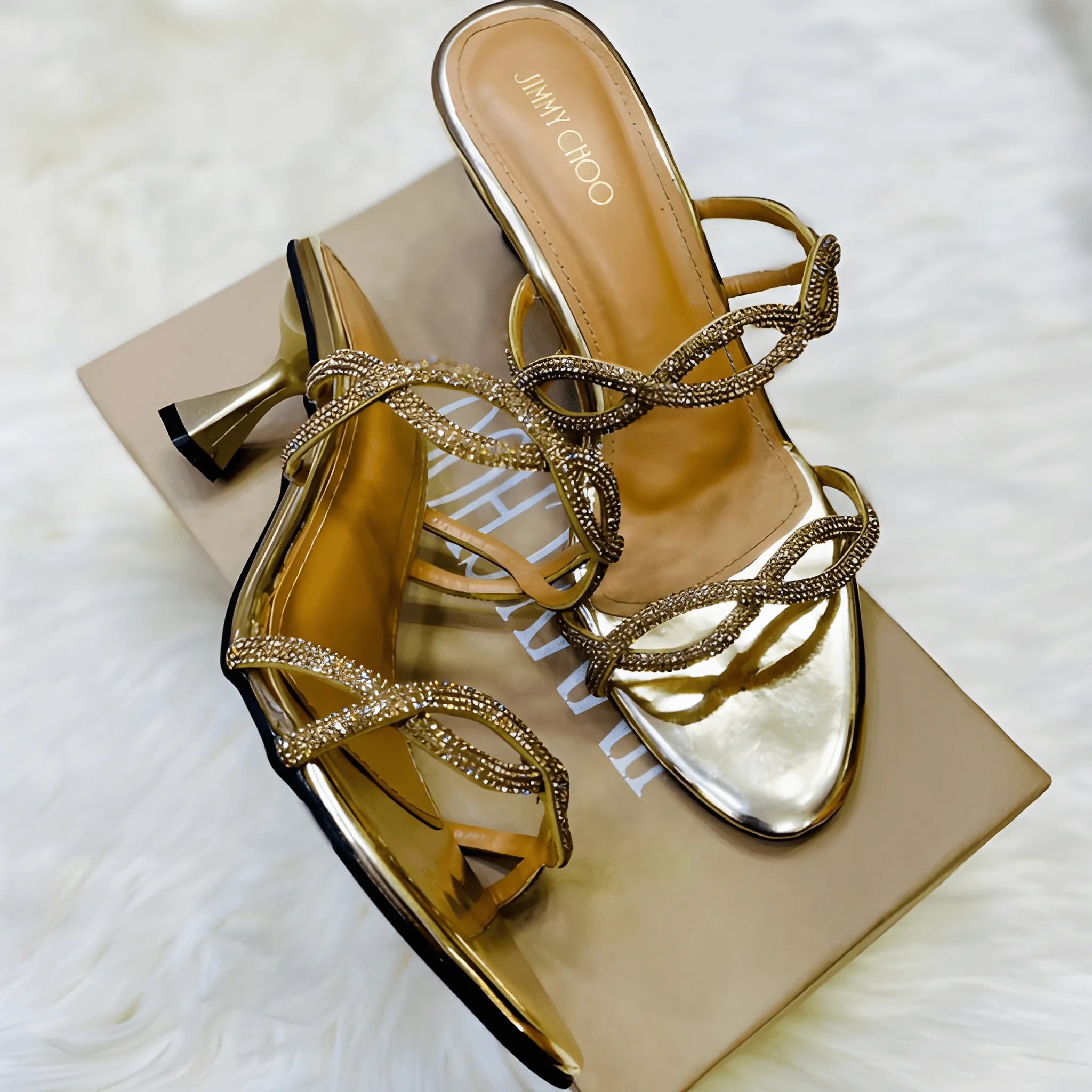 Mesh Glam Heel - Gold