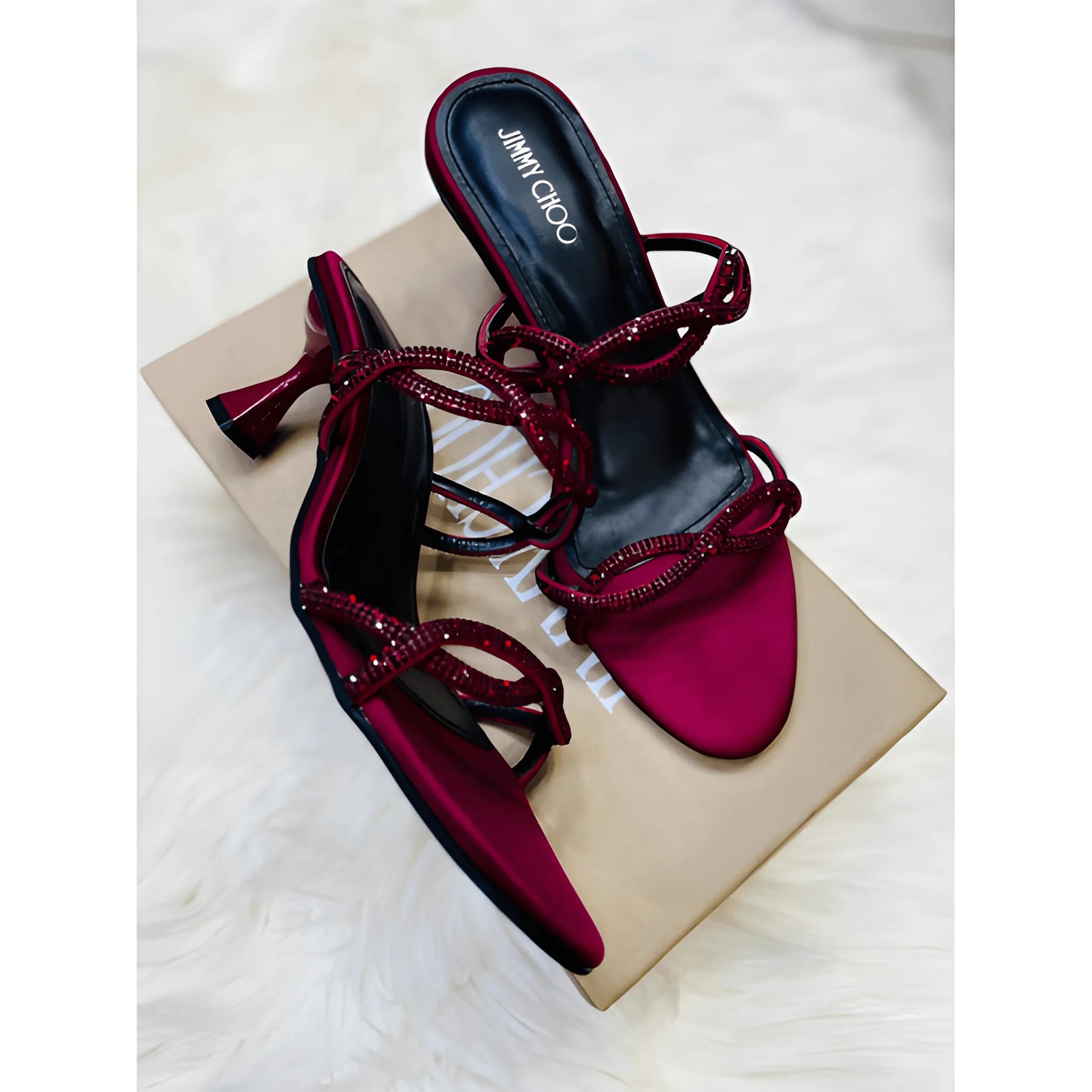 Mesh Glam Heel - Maroon