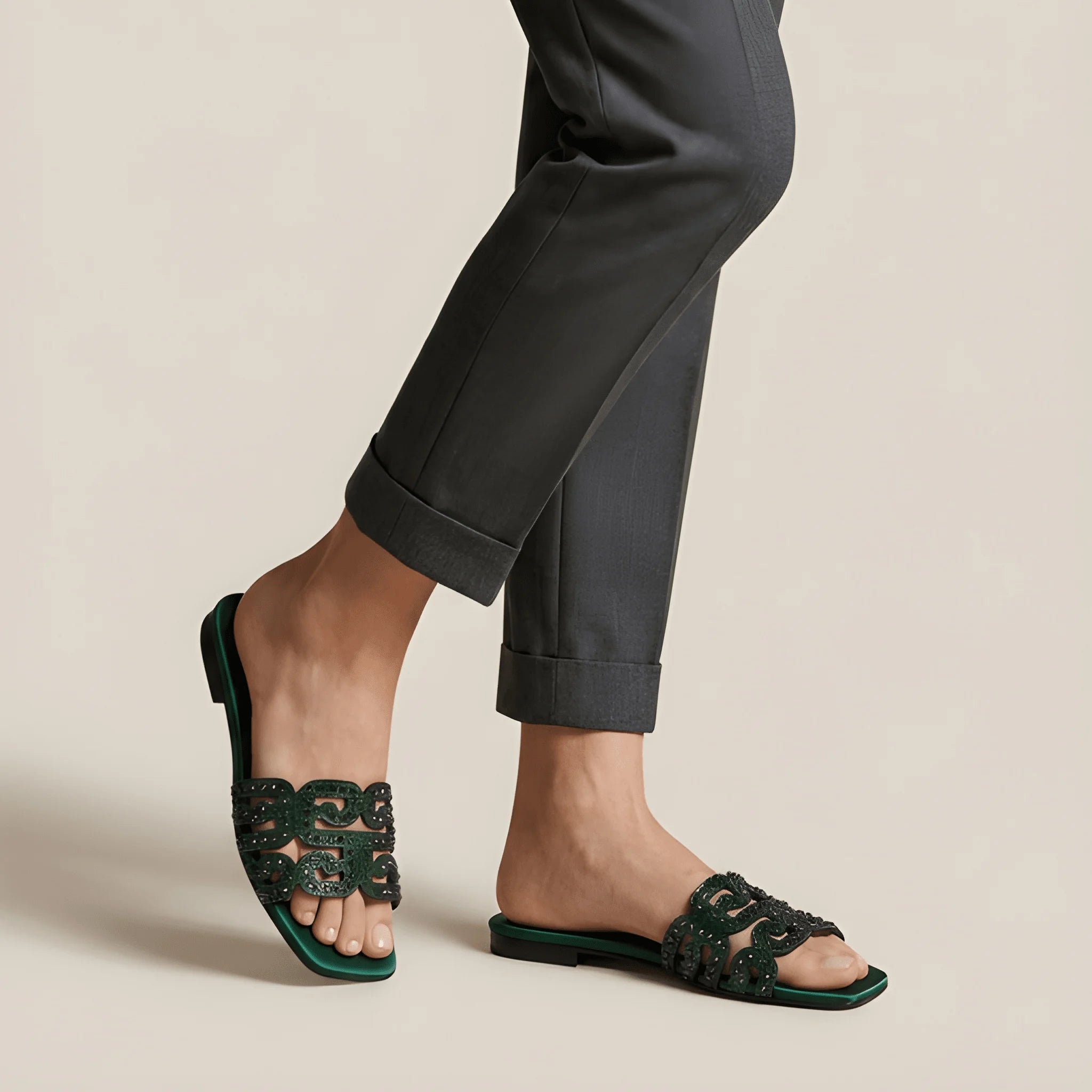 Minimal Luxe Slipper - Green