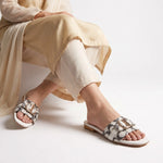 Monogram Charm Flat – White